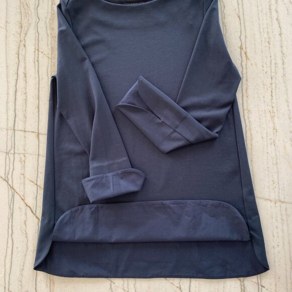 COS Navy blue tunic tulip hem Sz S contemporary classic versatile - Picture 2 of 10